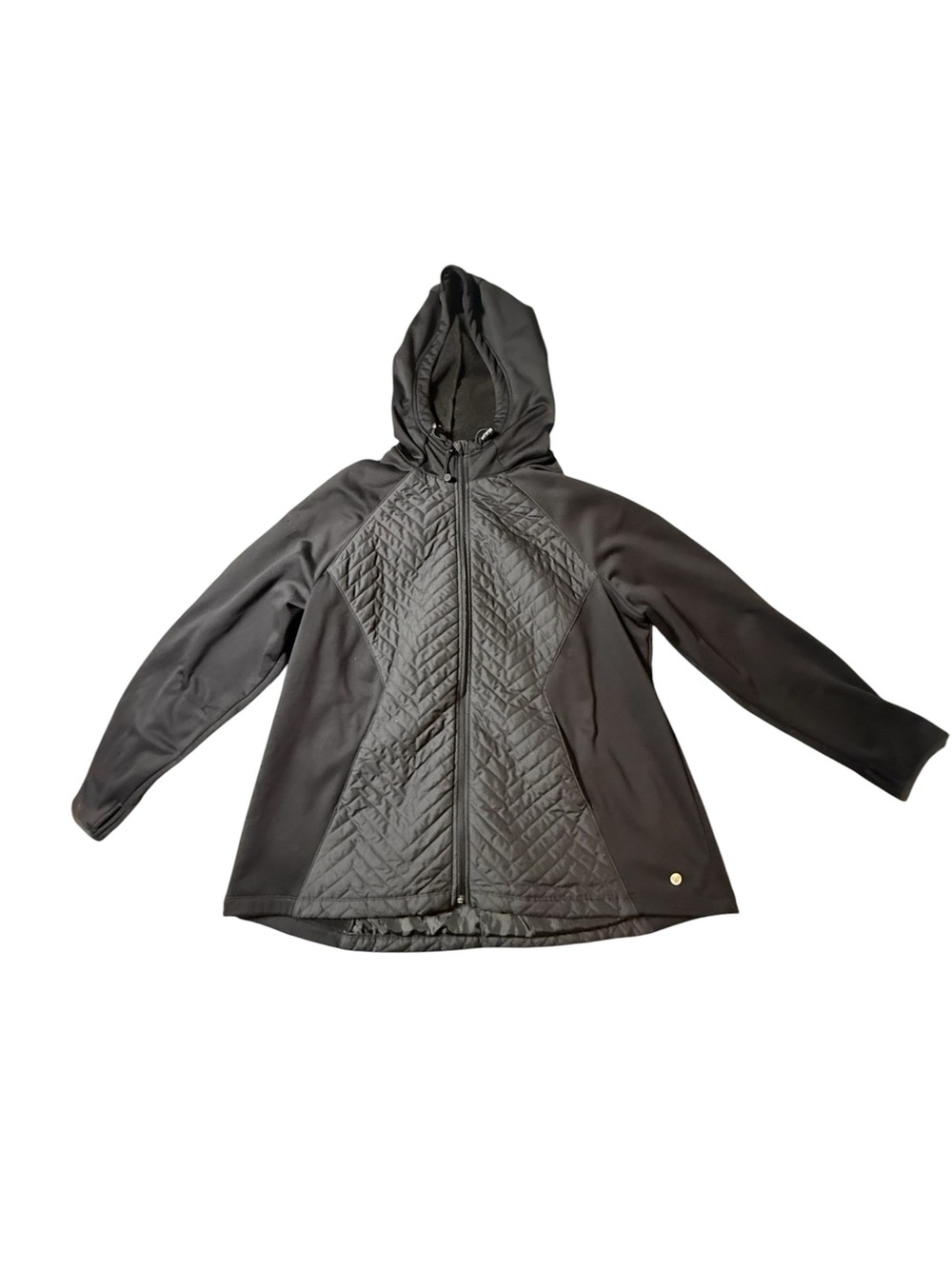 Lane Bryant LIVI Active Jacket 18/20 Black Quilted Front Hooded Zip Up Plus